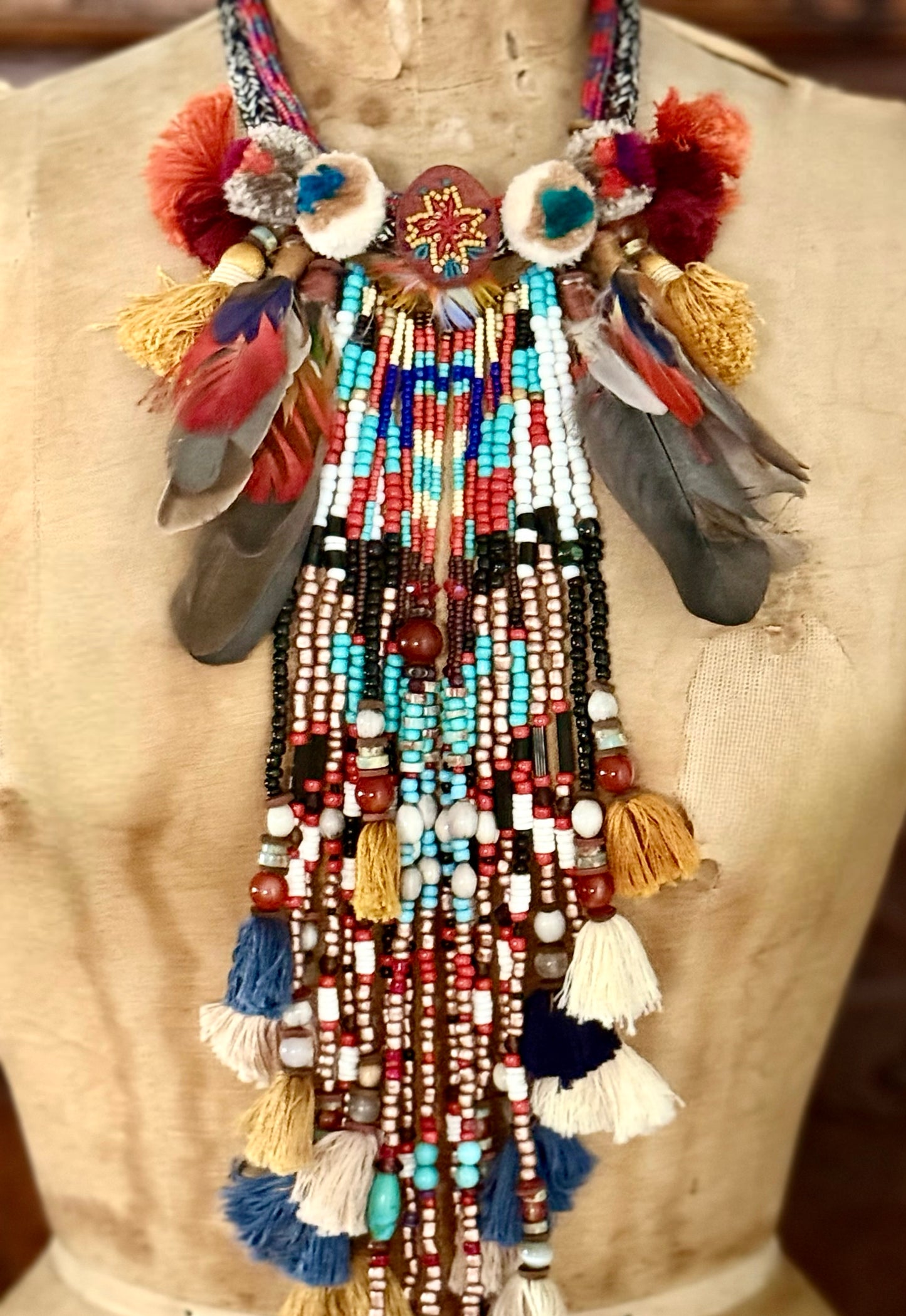 FEATHER FLOWER MOON NECKLACE