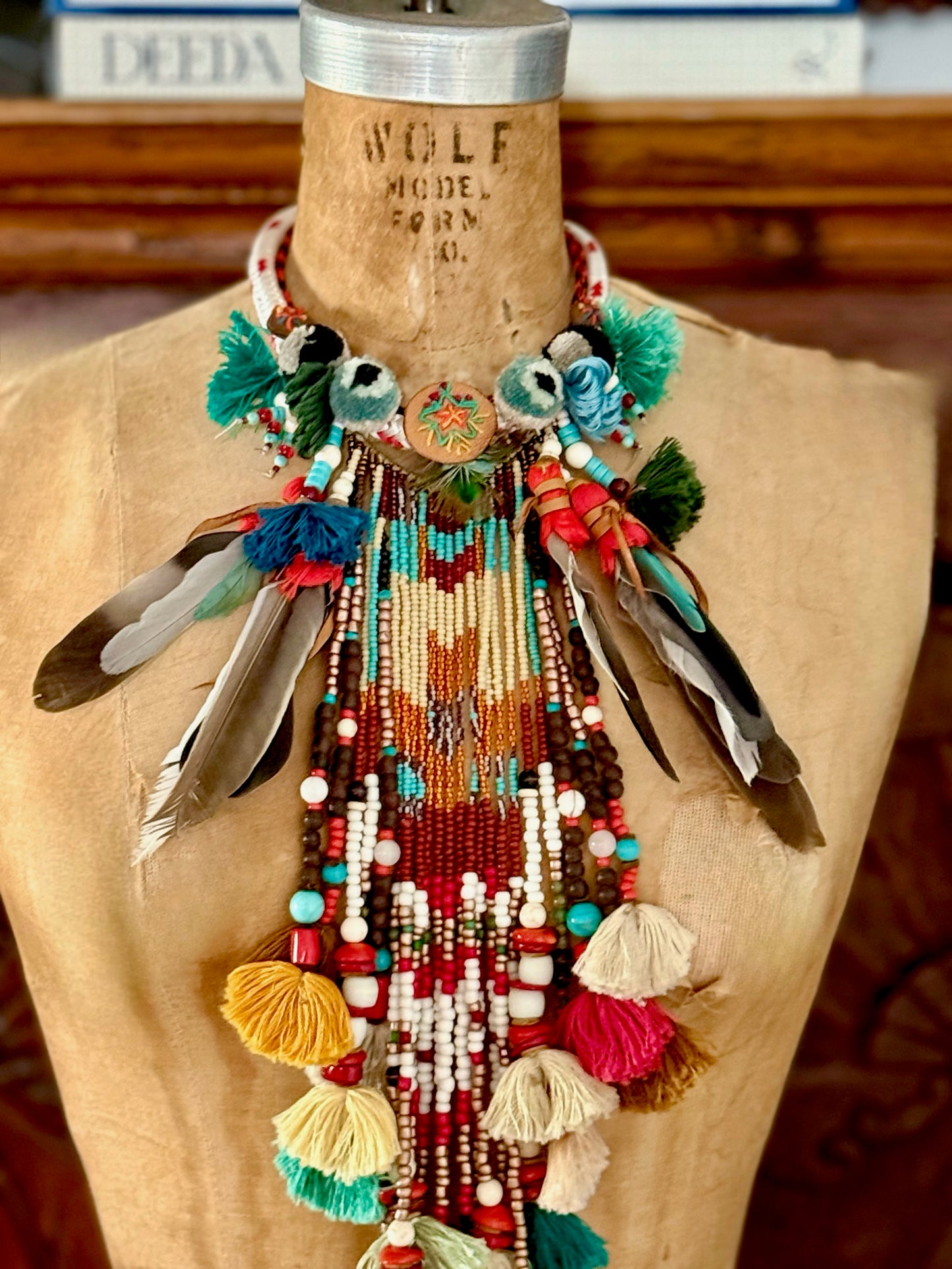 FEATHER FLOWER MOON NECKLACE