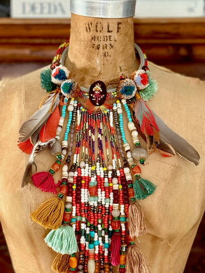 FEATHER FLOWER MOON NECKLACE