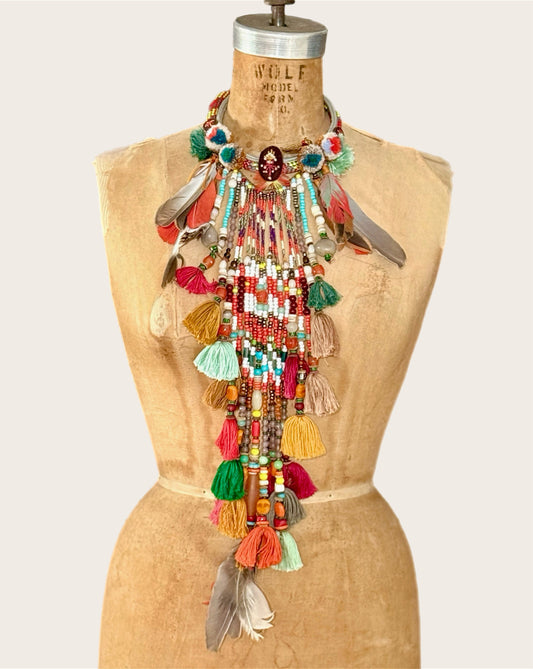 FEATHER FLOWER MOON NECKLACE
